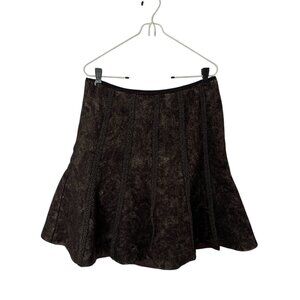 Vintage Elie Tahari Brown Pleated Wool Flare Skirt S/M Side Zip Lined GUC
